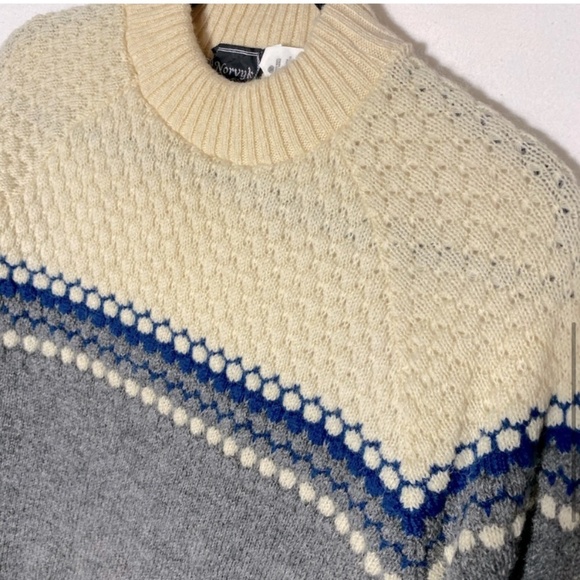 Vintage Norvyk Textured Knit Wool Crew Neck Sweater M - Picture 7 of 14